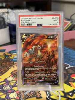 2023 POKEMON SWORD & SHIELD CROWN ZENITH #GG36 FULL ART/ENTEI V PSA 9 - Image 1
