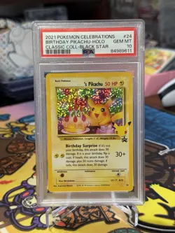 PSA 10 Birthday Pikachu Holo #24 Celebrations Classic Collection Pokemon 2021 - Image 1