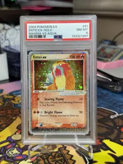 PSA 8 Pokemon Entei EX 91/95 Holo Rare Team Aqua Vs Team Magma 2004 - Image 1