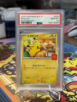 2025 POKEMON JAPANESE M-P PROMO MCDONALD'S #020 PIKACHU PSA 10 NEW CERT - Image 1