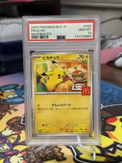 PIKACHU PSA 10 2025 POKEMON MCDONALD'S PROMO JAPANESE #020/M-P GEM 4332 - Image 1