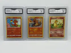 Pokemon XY Evolutions #9 Vivid Voltage #23 Hidden Fates #7 Charmander GMA 10 Lot - Image 1