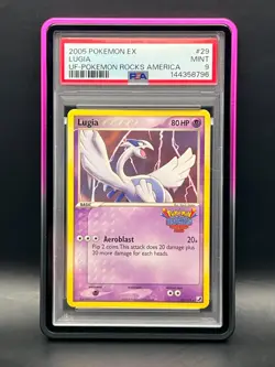 2005 Ex Unseen Forces- LUGIA #29 -2005 Pokemon Rocks America Promo PSA Mint 9 - Image 1