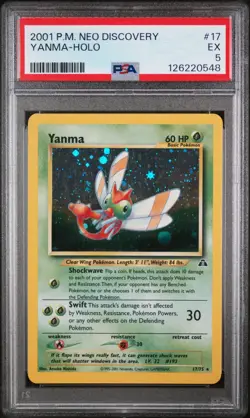 PSA 5 EX Yanma Neo Discovery Holo Rare Pokemon Card 17/75 - Image 1