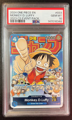 One Piece Monkey D. Luffy P-033 2023 CS Event Pck Championship PSA 10 GEM MINT - Image 1