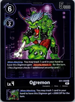 Ogremon EX1-059 Purple Rare Champion Digimon CCG Card - Image 1