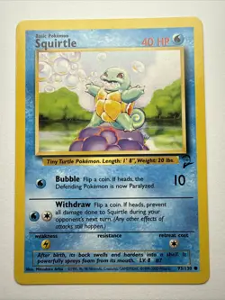 SQUIRTLE 93/130 - VINTAGE WOTC Pokemon Card - BASE SET 2 - NM - Image 1