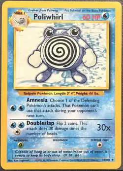 Pokemon TCG Poliwhirl Base Set Uncommon Card 38/102 - Image 1
