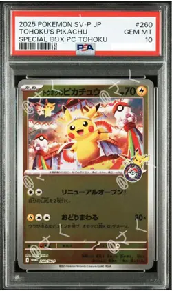 PSA 10 Pokemon Card Tohoku's Pikachu 260/SV-P Tohoku Special Promo Card - Image 1