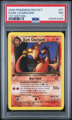 2000 POKEMON ROCKET 1ST EDITION #21 DARK CHARIZARD PSA 7 - Image 1