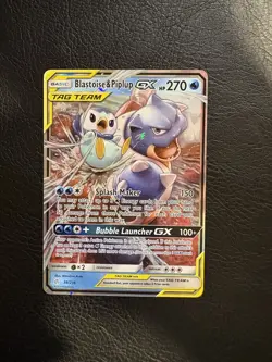 Pokemon TCG Blastoise and Piplup GX Tag Team 38/236 Cosmic Eclipse - Image 1