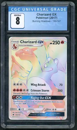 2017 Pokemon Burning Shadows Charizard GX 150/147 Secret CGC 8 - Image 1