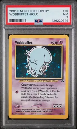 PSA 7 NM Wobbuffet Neo Discovery Holo Rare Pokemon Card 16/75 - Image 1