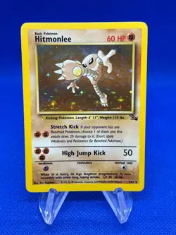 VTG WOTC Pokemon Fossil Unlimited Hitmonlee 7/62 Holo Rare NM - Image 1