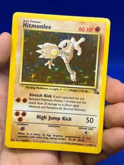 VTG WOTC Pokemon Fossil Unlimited Hitmonlee 7/62 Holo Rare NM - Image 2
