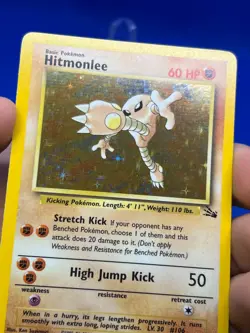 VTG WOTC Pokemon Fossil Unlimited Hitmonlee 7/62 Holo Rare NM - Image 3