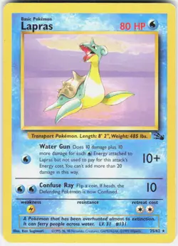 Lapras 25/62 Rare Fossil Pokemon Unlimited HP - Image 1