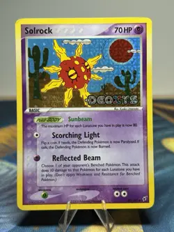 Solrock 47/107 EX Deoxys Stamped Reverse Holo Uncommon Pokemon Card MP - Image 1