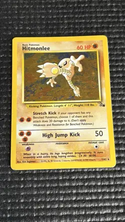 Pokemon TCG Hitmonlee Fossil 7/62 Holo Rare - Image 1