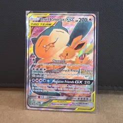 Pokemon Eevee & Snorlax GX SM169 Sm Promo Holo TAG TEAM HP HP - Image 1