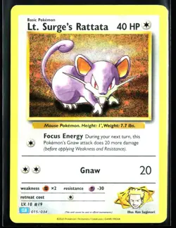 2023 Classic Collection Blastoise Deck Lt. Surge's Rattata #015 Holo Pokemon - Image 1