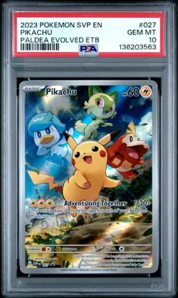 PSA 10 Pikachu 027 Pokemon Svp En SV Black Star Promo 2023 Paldea Evolved Etb - Image 1