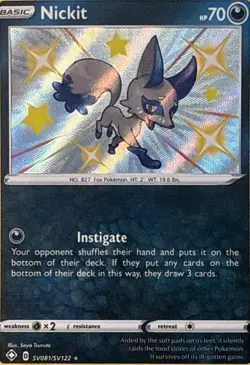 Nickit SV081/SV122 Shiny Rare Shining Fates Shiny Vault Pokemon LP - Image 1