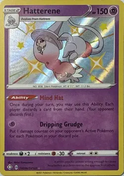 Hatterene SV056/SV122 Shiny Rare Shining Fates Shiny Vault Pokemon LP - Image 1