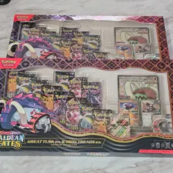 Pokemon Paldean Fates Great Tusk Iron Treads Ex Premium Collection - Lot Of 2 - Image 1