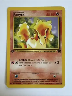Pokemon TCG: Ponyta 64/82 Team Rocket 1st Edition WOTC - NM - Image 1