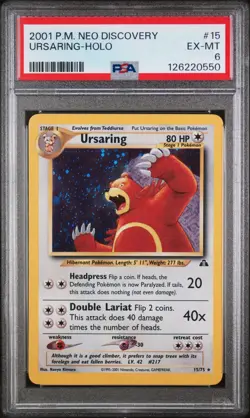 PSA 6 EX-MT Ursaring Neo Discovery Holo Rare Pokemon Card 15/75 - Image 1