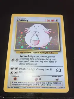 Pokemon TCG Chansey Base Set Holo Unlimited Rare Card 3/102 LP/NM Condition - Image 4