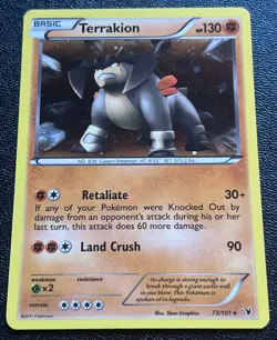Terrakion 73/101 MP Holo Rare Black & White Noble Victories Pokemon Card! - Image 1