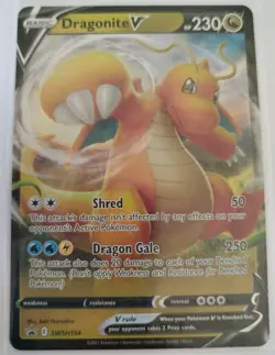 Dragonite V SWSH154 Promo Pokemon TCG Card Black Star Promo Evolving Skies - Image 1
