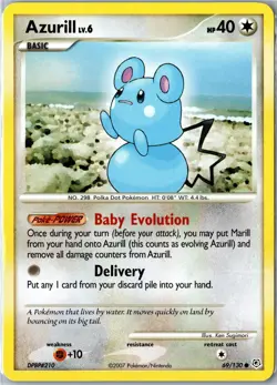 Pokemon Card - Azurill 69/130 Diamond & Pearl Common Heavily Played - Image 1