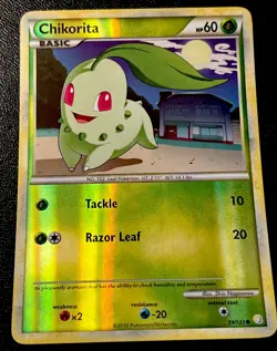 Chikorita 59/123 LP Reverse Holo Full Moon Heart Gold Soul Silver Pokemon Card! - Image 1