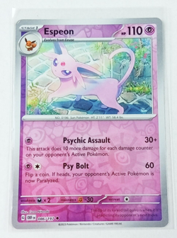 Espeon 86/197 Obsidian Flames Reverse Holo Pokemon Card 2023 - Image 1