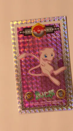 Pokemon Card Mew Kaku Menko Large Holo Prism 1998 Jumbo Rare Card No. 151 - Image 3