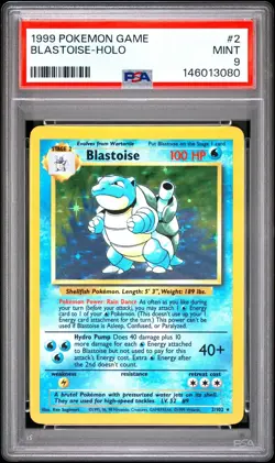 1999 POKEMON BASE SET UNLIMITED #2 BLASTOISE-HOLO PSA 9 - Image 1