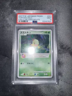 2007 POKEMON JAPANESE PROMO FAN CLUB 2,000 EXP PTS. #001 TURTWIG-HOLO PSA 9 - Image 3