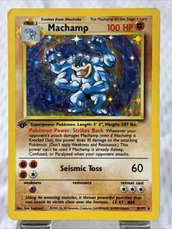 Pokemon Machamp Base Set Holo Rare 1st Edition 8/102 English 1999 100 HP - Image 1