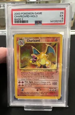 PSA 5 2000 Pokemon Base Set II #4 Charizard Holo Rare - Image 1