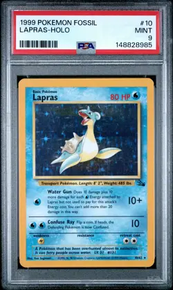1999 POKEMON FOSSIL #10 LAPRAS-HOLO PSA 9 - Image 1
