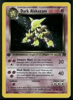 2000 Pokemon Team Rocket Dark Alakazam 1/82 1st Edition Holo Rare - Image 1