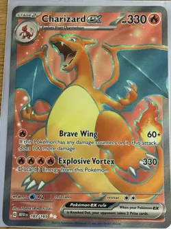 Pokemon Charizard EX 183/165 Full Art Scarlet & Violet 151(Read Description) LP - Image 1