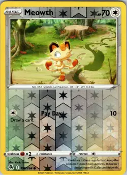 Meowth 199/264 Common Fusion Strike Pokemon Reverse Holo NM - Image 1
