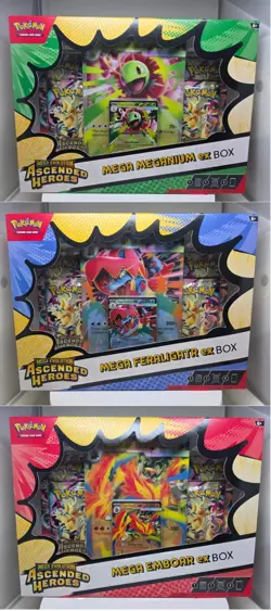 Pokemon Mega Evolution Ascended Heroes ex Lot Feraligatr Emboar Meganium Sealed - Image 1