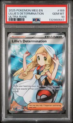PSA 10 GEM MINT - LILLIE'S DETERMINATION 169 ULTRA RARE POKEMON MEGA EVOLUTION - Image 1