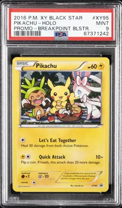 2016 POKEMON XY BLACK STAR PROMO BREAKPOINT BLISTERS #XY95 PIKACHU-HOLO PSA 9 - Image 1