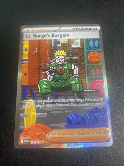 Pokemon Lt. Surge's Bargain Full Art Holo Trainer 185/132 Special Illustration … - Image 1